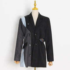Personalisierte Cut Stitching Kleiner Blazer Gestreifter Kordelzug Blazer Tide
