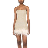 Pelziges Spleiß-Sling-Kleid Slim Fit Rückenfreies Hüftkleid