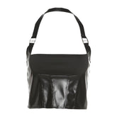 Halter Backless Base Faux Leather Slim-Fit Tank Top