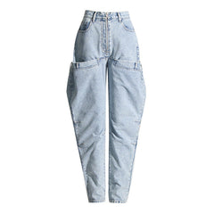 Jean skinny amincissant taille haute à coutures rétro uniques