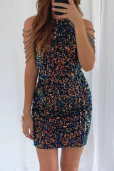 Halter Crystal Fringed Sheath Dress Popular