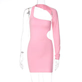 One Shoulder Long Sleeve Dress