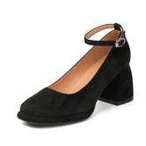 Women's Spring Chunky Pumps French Retro Strap Heels