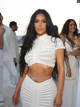 Knitted See Through Nightclub Suit Low Waist Hip Skirt Set