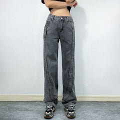 Pantalon large à coutures rétro droites et amples
