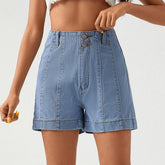 Short en jean taille haute, pantalon décontracté, assorti à tout