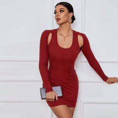 off the Shoulder Sheath Long Sleeve Christmas Dress Skinny