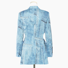 Herbst Cowboy Graffiti Druck Satin Material Kurzer Outfit Blazer