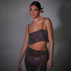 Modisches All Match Strass Rückenfreies Tube Top Sling Top