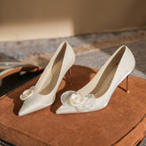 Women's French High Stiletto Bridal Flower Wedding Heels