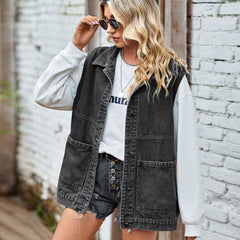 Loose Casual Top Denim Waistcoat Vest