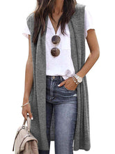 Gilet mi-long décontracté de couleur unie, six couleurs, taille