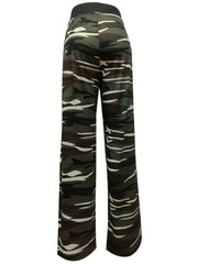 Camouflage Print Comfort Casual Elastic Rope Pajama Pants Wide Leg Pants