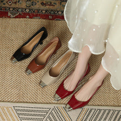 Women's Patent High Metal Square Toe Stiletto