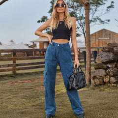 Persönlichkeit Elastische Taille Denim Casual Overalls Hose