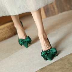 Women's Bowknot Autumn Authentic High Stiletto French
