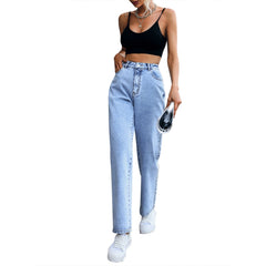 Trendy High Waist Haremshose aus verkürztem Denim