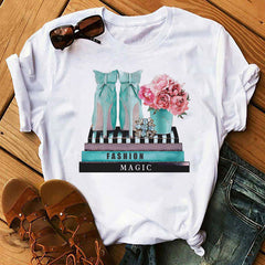 T shirt Top Print round Neck Top T-shirt