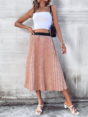 Mid Length High Waist Slimming Pleated Skirt