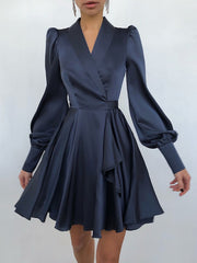 Long Sleeved Cardigan Solid Color Printing Dress