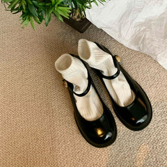 Women's Grape Mom Retro Simple Round Toe Heels