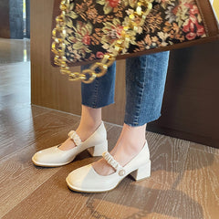 Women's Jane Chunky Retro Hepburn Style Fat Feet