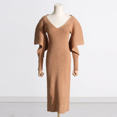 Fashionable Elegant Dress French Dress Slim Fit Slimming Sense of Mid-Length Knitted Dress