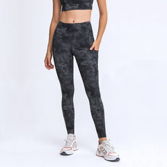 Yoga Pants Elastic Double Sided Brushed High Waisted Trousers Patchwork Pocket Sports Running Cropped Pants
