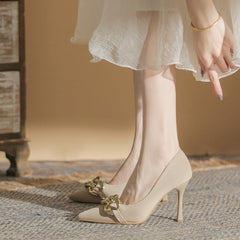 Women's Single-layer Design Sense Niche Nude French Stiletto