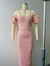 Cocktailkleid Atemberaubendes Abendkleid mit Puffärmeln, tiefem V-Ausschnitt und Pailletten