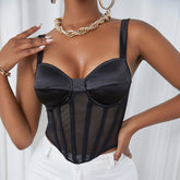 Gilet fin en maille transparente avec coutures en losange