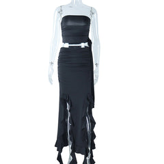 Einfarbig Bandeau Split Unregelmäßig Asymmetrisch Etuirock Zweiteiler Sets Sets Sets