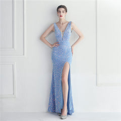 Buntes Pailletten-Maxikleid mit Pailletten für Abschlussball, Party und Abend