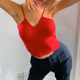 Solid Color Knitted Small Tank Top Strip Vest Sleeveless Top