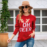 Pullover Weihnachten Lose Idle Letters Geweih Rundhals Pullover Pullover