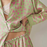 Long Sleeved Trousers Casual Loose Pajamas Two Piece Set Heart Printing Homewear