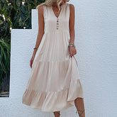 Westenkleid, ärmellos, locker, lässig, einfarbig, Babydoll-Kleid