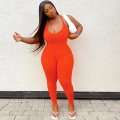 Suspenders Criss Cross Solid Color Tight High Top Sports Jumpsuit