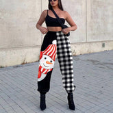 Christmas Positioning Printing Loose Fitness Sports Harem Pants Plaid Trousers