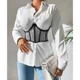 Gilet de rue à la mode, ceinture à paillettes, anneau en acier, corset à lacets, ceinture ajustée