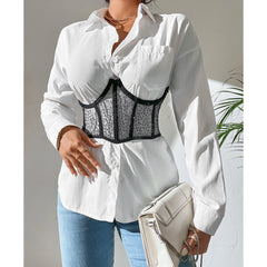 Fashionable Outerwear Street Vest Sequin Girdle Steel Ring Boning Corset Lace Up Slim Fit Girdle