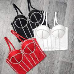 Corset bandeau dos nu pour l'extérieur, corset à baleines français, caraco court assorti