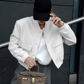 Veste universitaire blanche à manches longues et coupe slim, assortie à tout