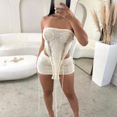 Zweiteiliges Set mit ausgehöhltem Cutout, kurzem Bandeau-Rock