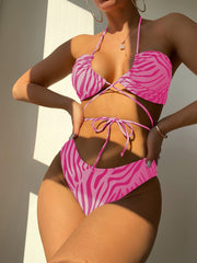 Swimsuit Split Three Piece Striped Bikini