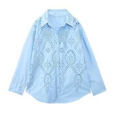 Hollow Out Cutout Embroidered Shirt