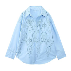 Hollow Out Cutout Embroidered Shirt