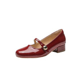 Women's Platform Gold Buckle Shallow Mouth Round