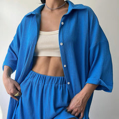 Pyjama deux pièces respirant à manches longues et couleur unie pour l'extérieur