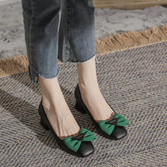 Women's Style Square Toe Soft Chunky Pumps